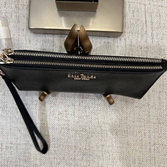 Kate Spade Madison Saffiano Leather Double Zip Wristlet in Polished Black - Picture 4 of 7